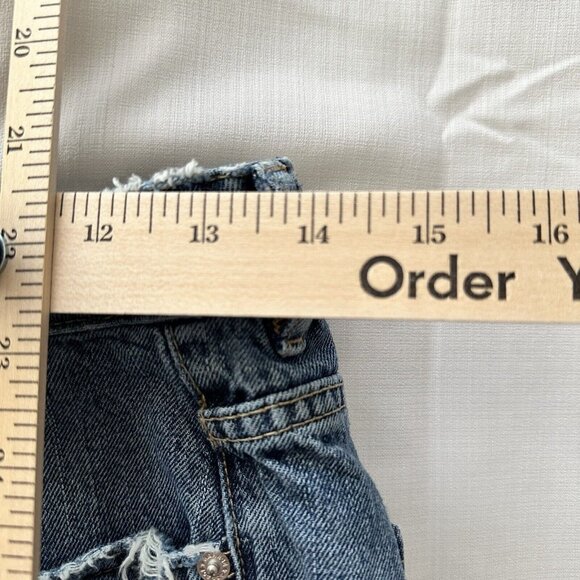 Garage Denim Festival Distressed Women's High Waist Blue Jean Shorts Size 7 - Picture 3 of 7